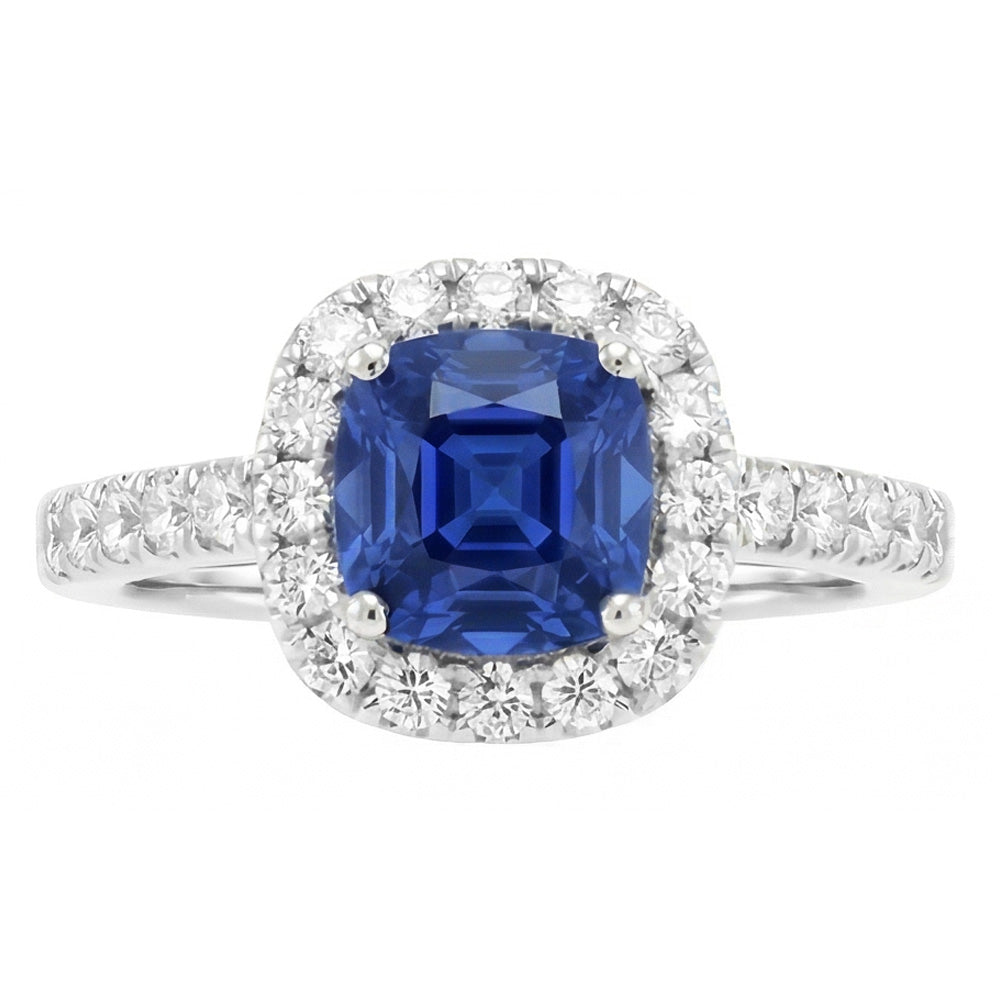 natural round sapphire 3.50ct ring side angle