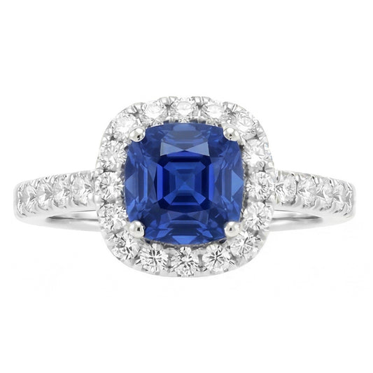 natural round sapphire 3.50ct ring side angle