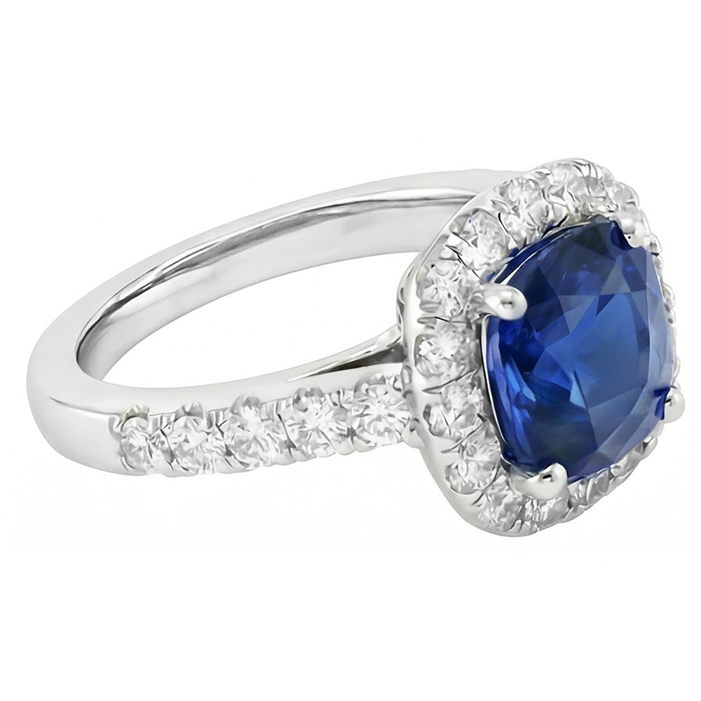 natural round sapphire 3.50ct ring top view