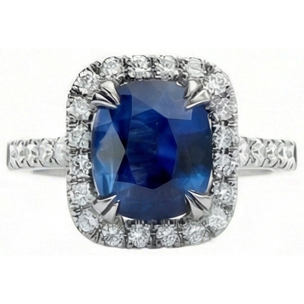 Sapphire Halo Ring Engagement