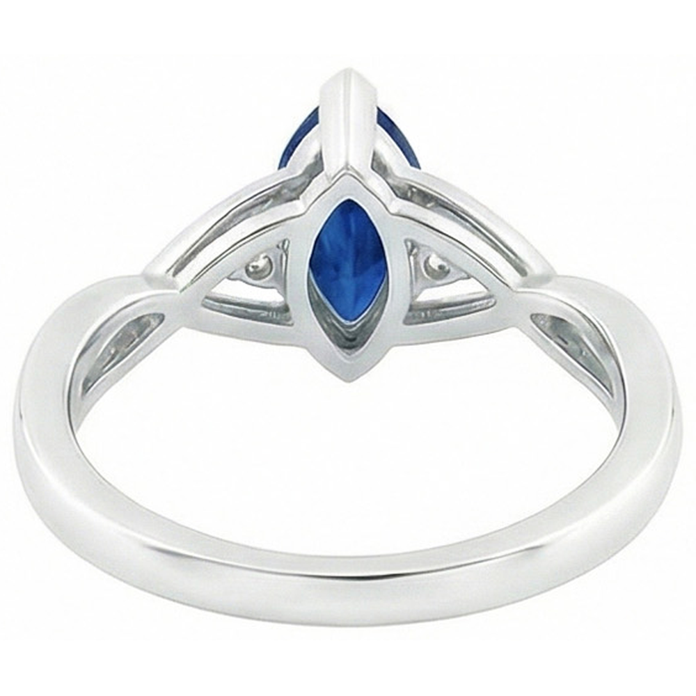 Sapphire Marquise Cut Engagement Ring With Natural Earth Mined DIAMOND ( NOT LAB GROWN )s