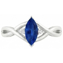 Sapphire Marquise Cut Engagement Ring With Natural Earth Mined DIAMOND ( NOT LAB GROWN )s