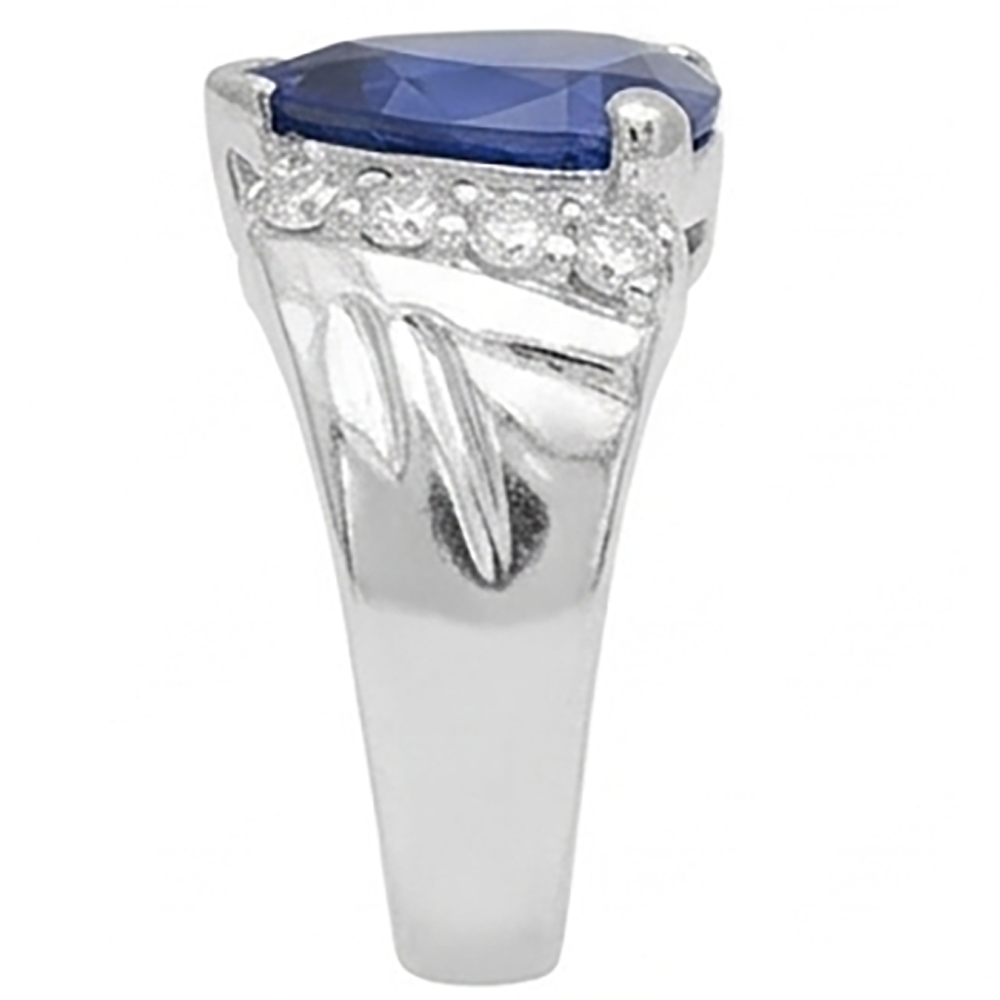 Sapphire Mens Ring Natural Earth Mined Diamond Anniversary Trillion Vintage Style