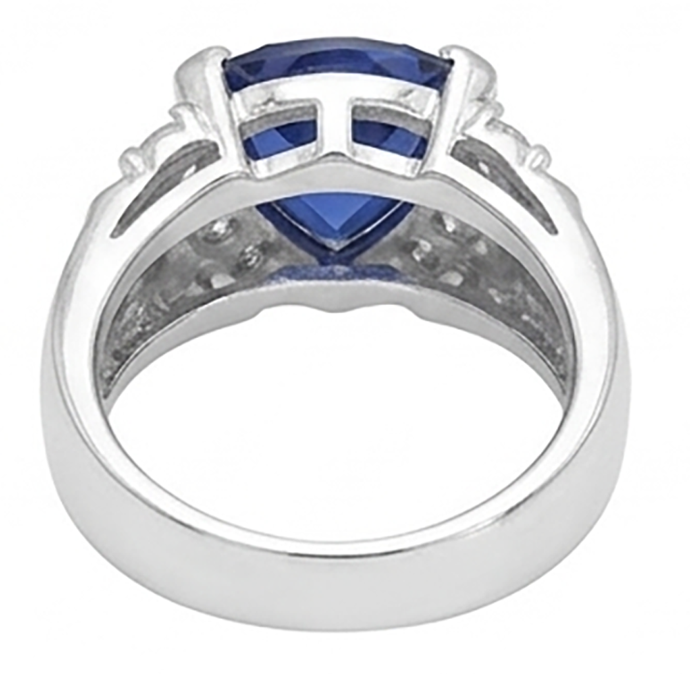 Sapphire Mens Ring Natural Earth Mined Diamond Anniversary Trillion Vintage Style