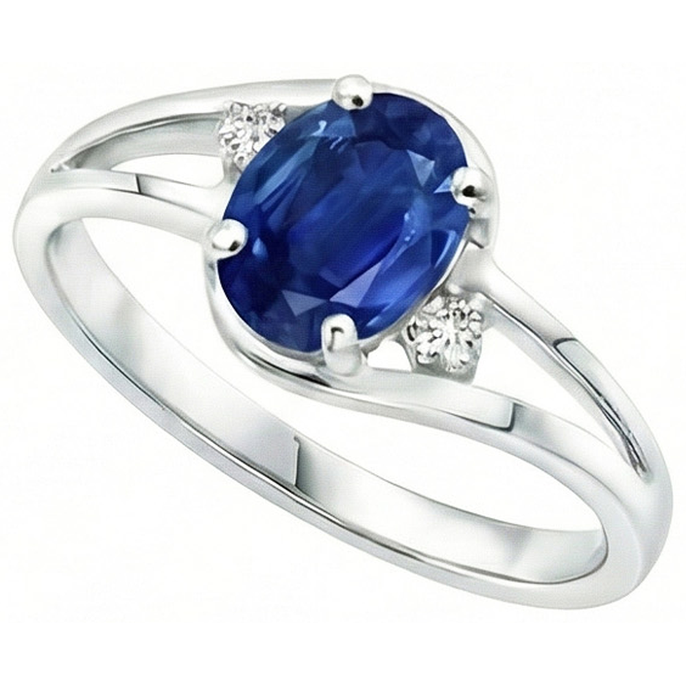 Sapphire Natural Earth Mined Diamond 2.20 Carats Wedding Ring White Gold 14K