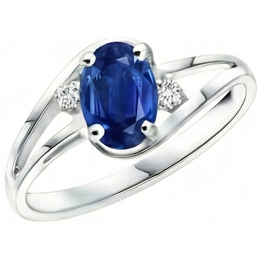 Sapphire Natural Earth Mined Diamond 2.20 Carats Wedding Ring White Gold 14K