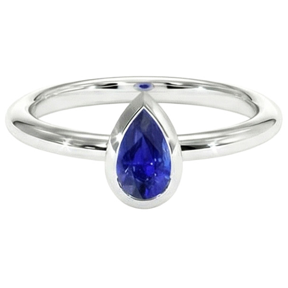 Sapphire Pear Cut Bezel Engagement Ring