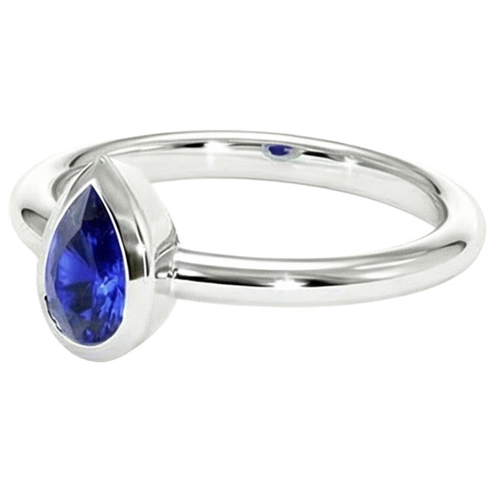 Sapphire Pear Cut Bezel Engagement Ring