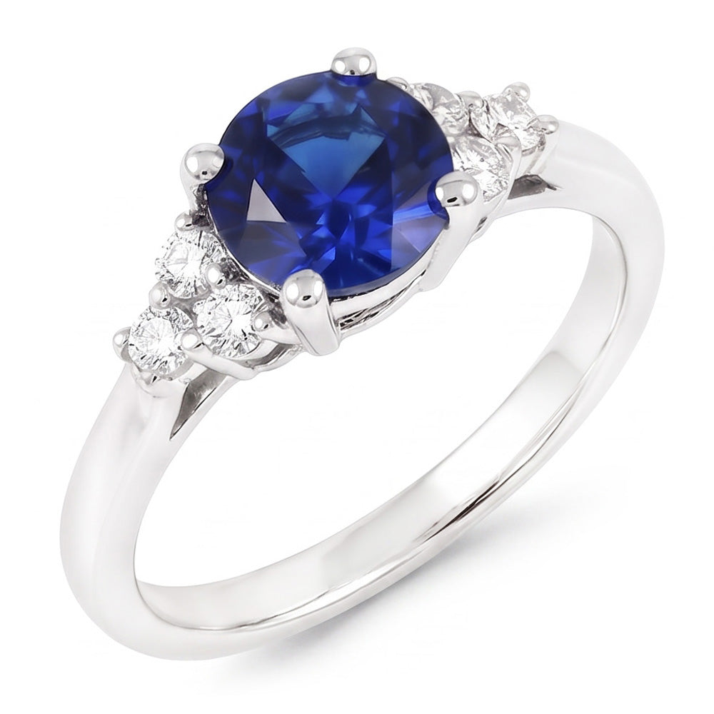 Sapphire Ring Round Cut Natural Earth Mined Diamond Jewellery