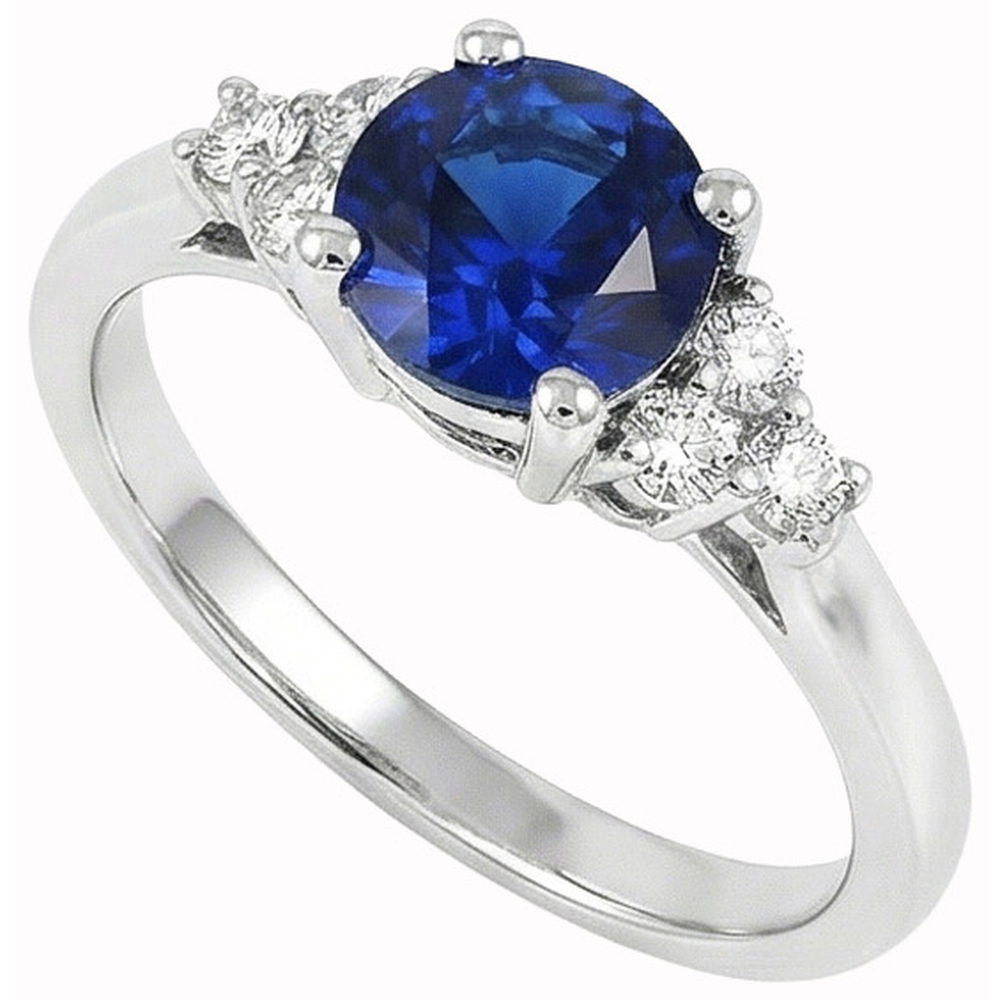 Sapphire Ring Round Cut Natural Earth Mined Diamond Jewellery