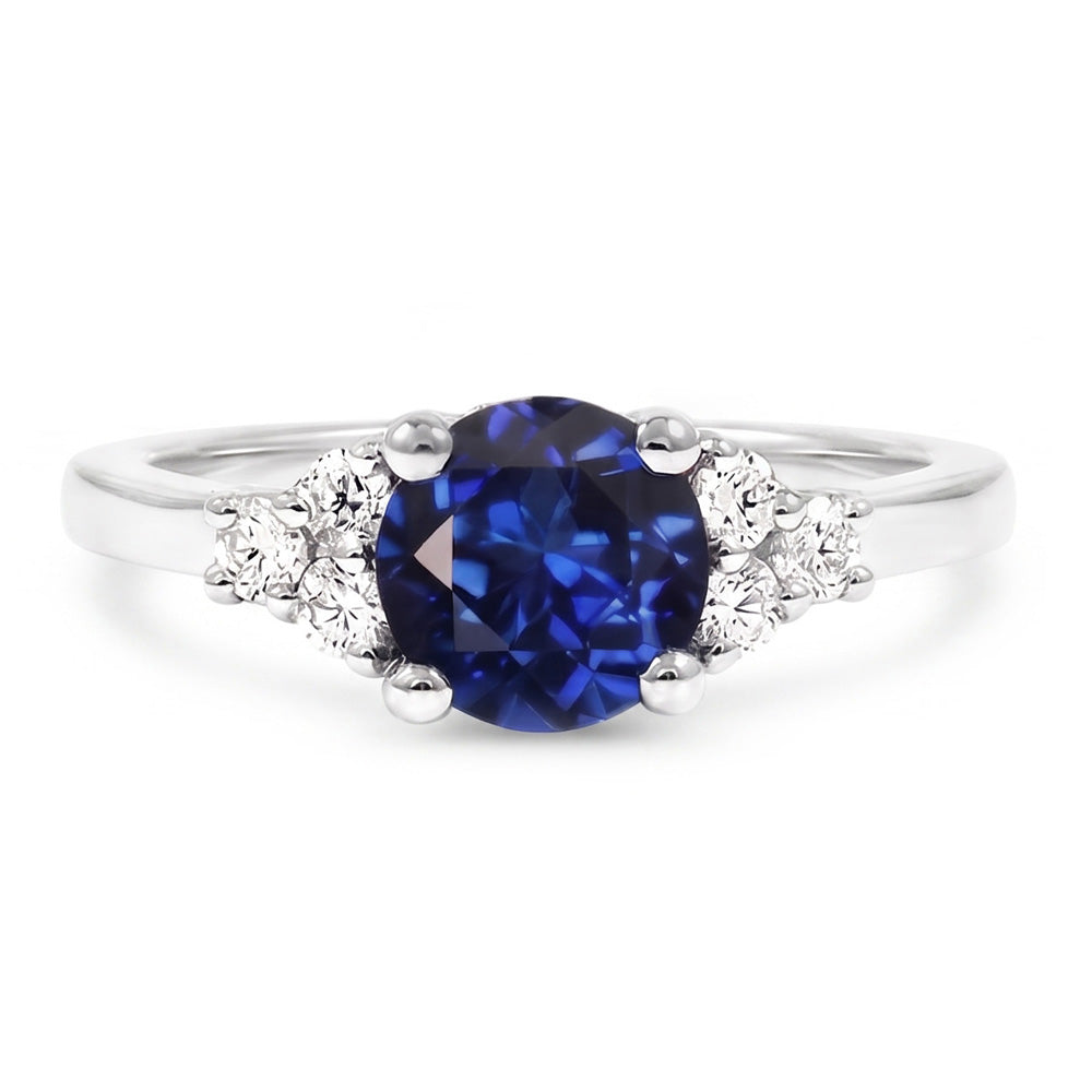 Sapphire Ring Round Cut Natural Earth Mined Diamond Jewellery