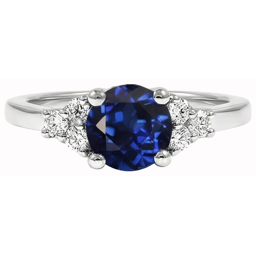 Sapphire Ring Round Cut Natural Earth Mined Diamond Jewellery