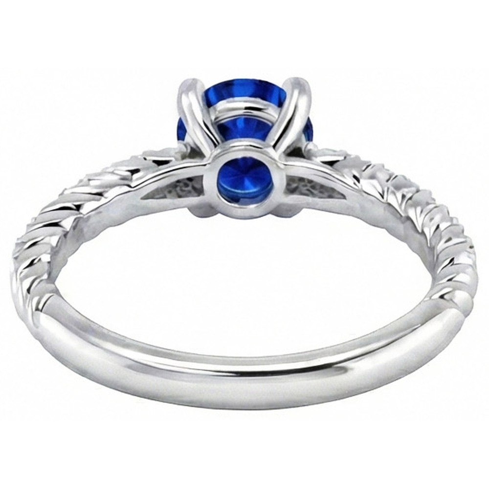 Sapphire Ring With Natural Earth Mined DIAMOND ( NOT LAB GROWN ) Accents