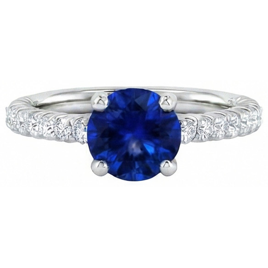 Sapphire Ring With Natural Earth Mined DIAMOND ( NOT LAB GROWN ) Accents