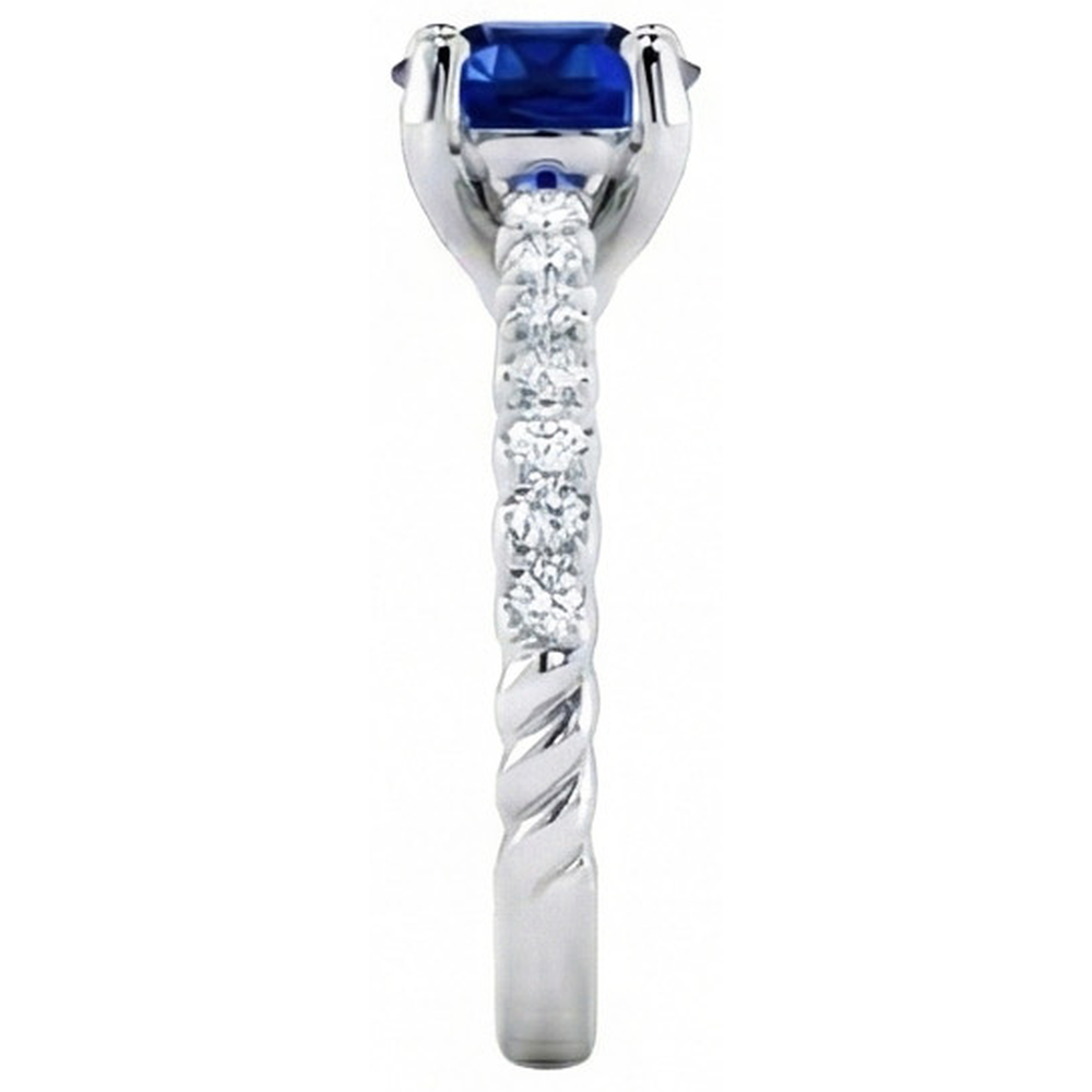 Sapphire Ring With Natural Earth Mined DIAMOND ( NOT LAB GROWN ) Accents