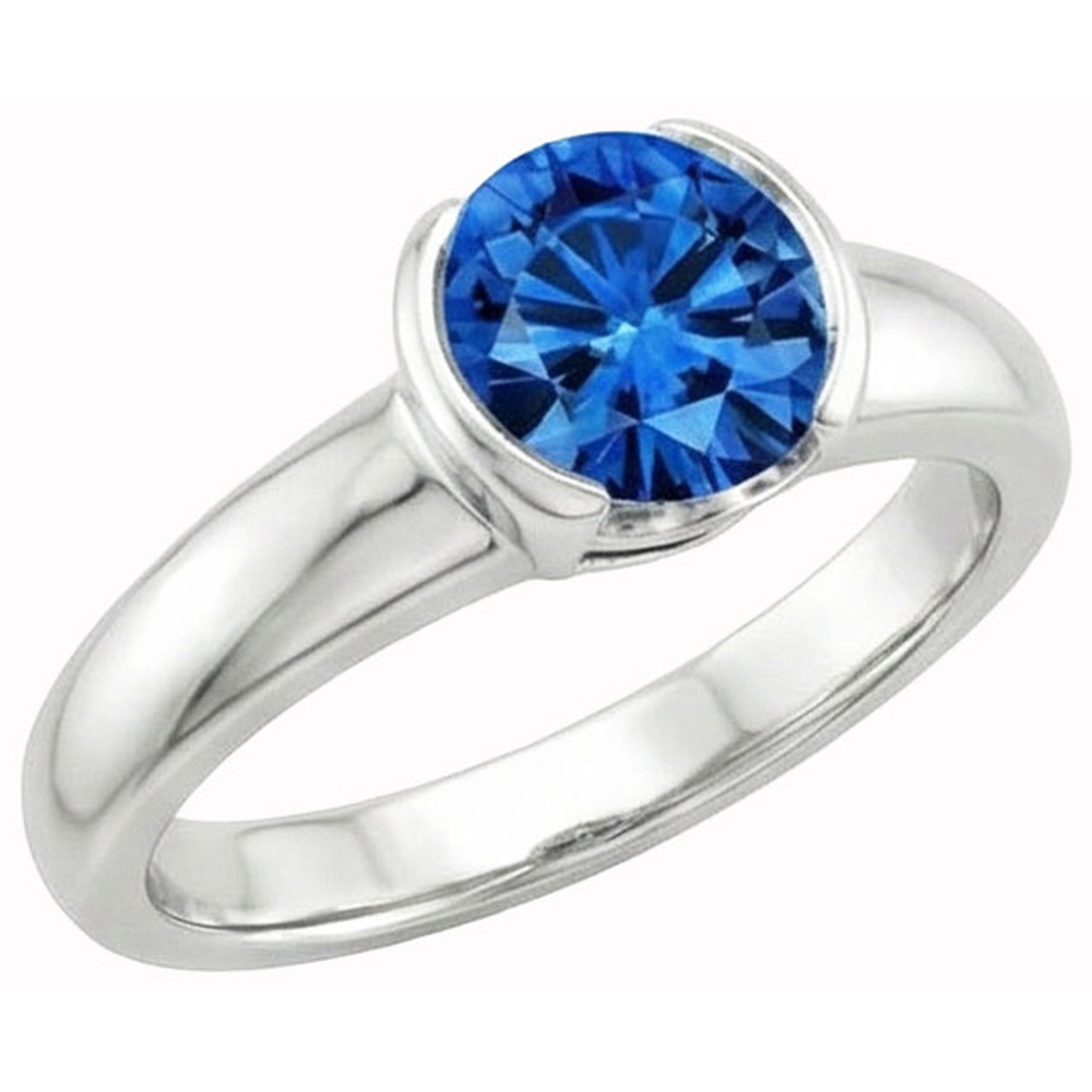 Sapphire Round Cut White Gold Engagement Ring