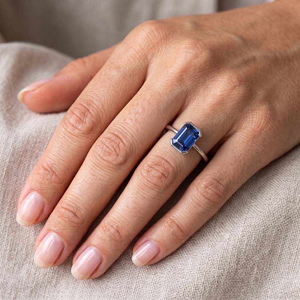 Sapphire Royal Blue Ring With Skinny Band