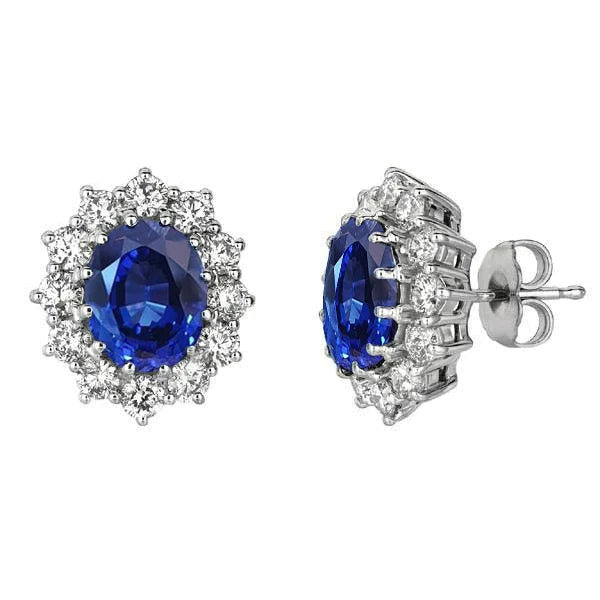 Sapphire Stone Halo Earrings