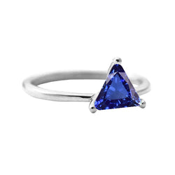 Sapphire Trilliant Cut Engagement Skinny Band