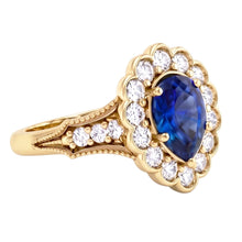 Sapphire Vintage Style Engagement Natural Earth Mined DIAMOND ( NOT LAB GROWN ) Ring