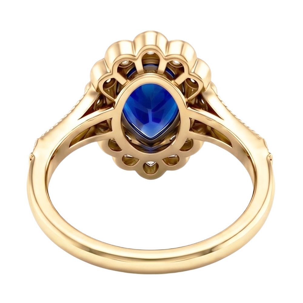 Sapphire Vintage Style Engagement Natural Earth Mined DIAMOND ( NOT LAB GROWN ) Ring