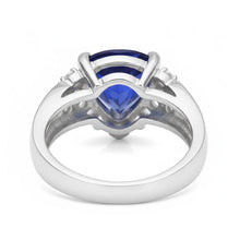 Sapphire Mens Ring IGI CERTIFIED Diamond Anniversary Trillion Vintage Style