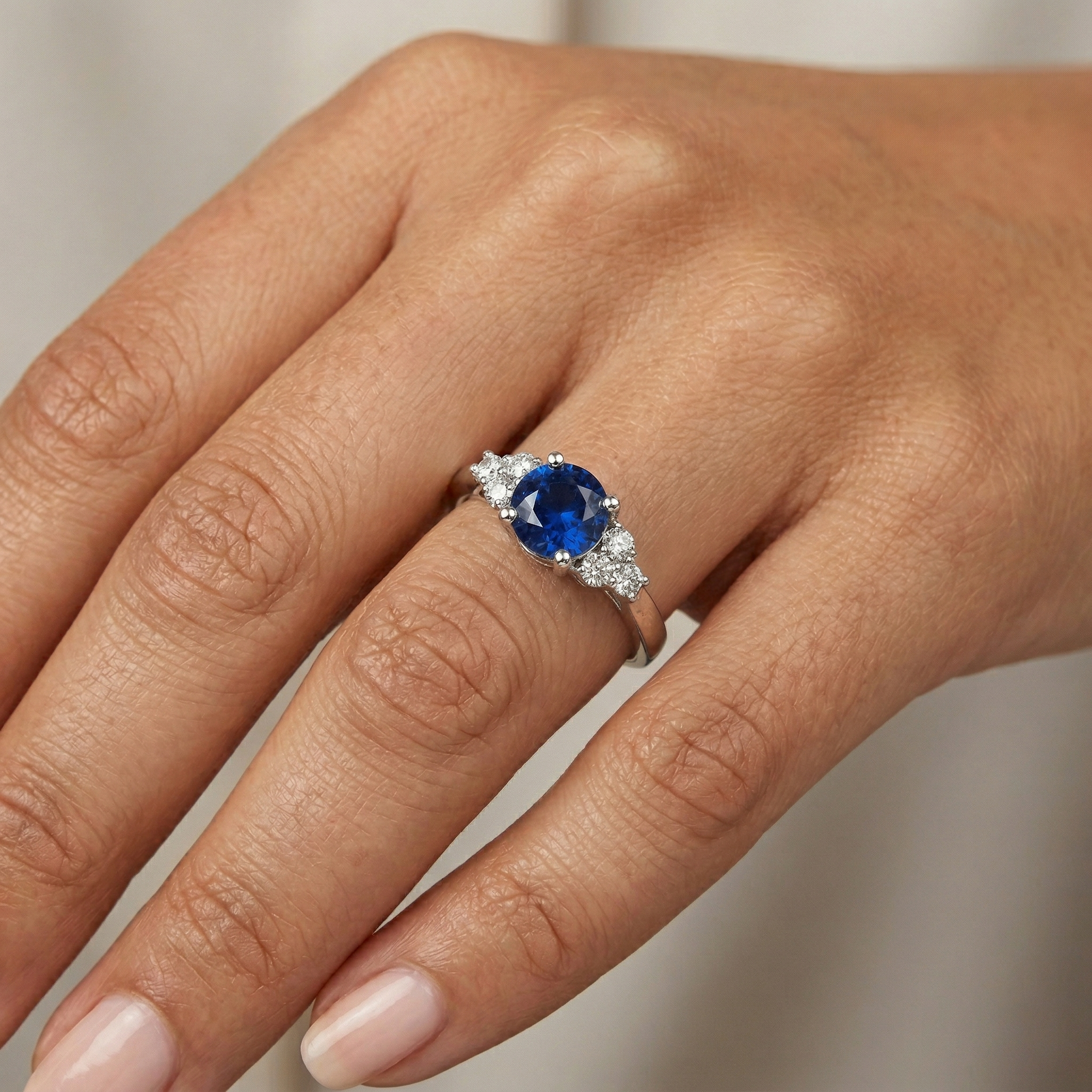 Sapphire Ring Round Cut Natural Earth Mined Diamond Jewellery