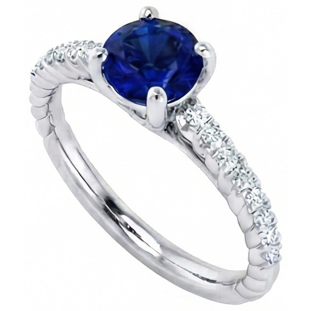 Sapphire Ring With Natural Earth Mined DIAMOND ( NOT LAB GROWN ) Accents