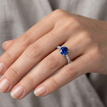 Sapphire Ring With Natural Earth Mined DIAMOND ( NOT LAB GROWN ) Accents