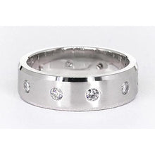 Satin Finish Anniversary Band Round Diamonds White Gold 14K