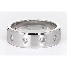 Satin Finish Anniversary Band Round Real Natural Earth Mined Diamonds White Gold 14K