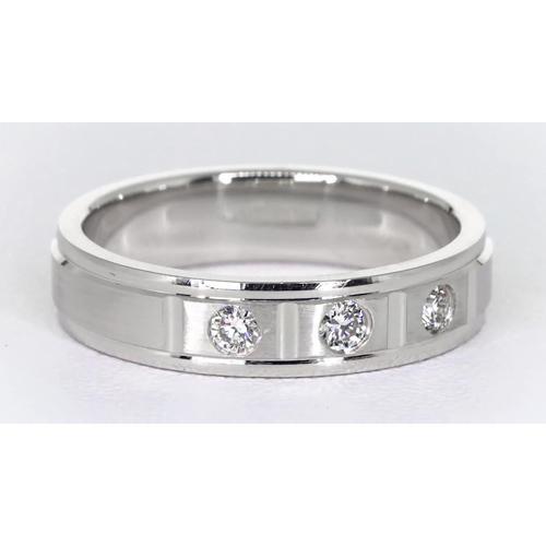 Satin Finish Anniversary Band White Gold 14K Round Natural Diamond 