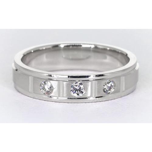 Satin Finish Anniversary Band White Gold 14K Round Natural Diamond 0.45 Carat