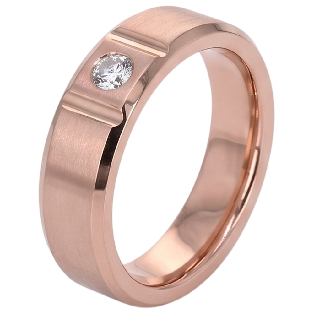 Satin Finish Gypsy Mens Ring 0.25 Carats Rose Gold 14K Natural Earth Mined Diamond