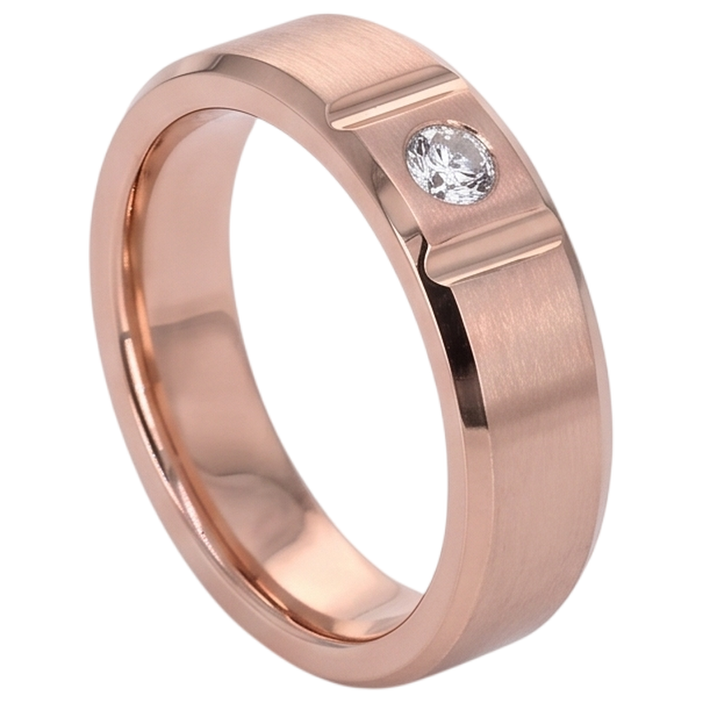 Satin Finish Gypsy Mens Ring 0.25 Carats Rose Gold 14K Natural Earth Mined Diamond