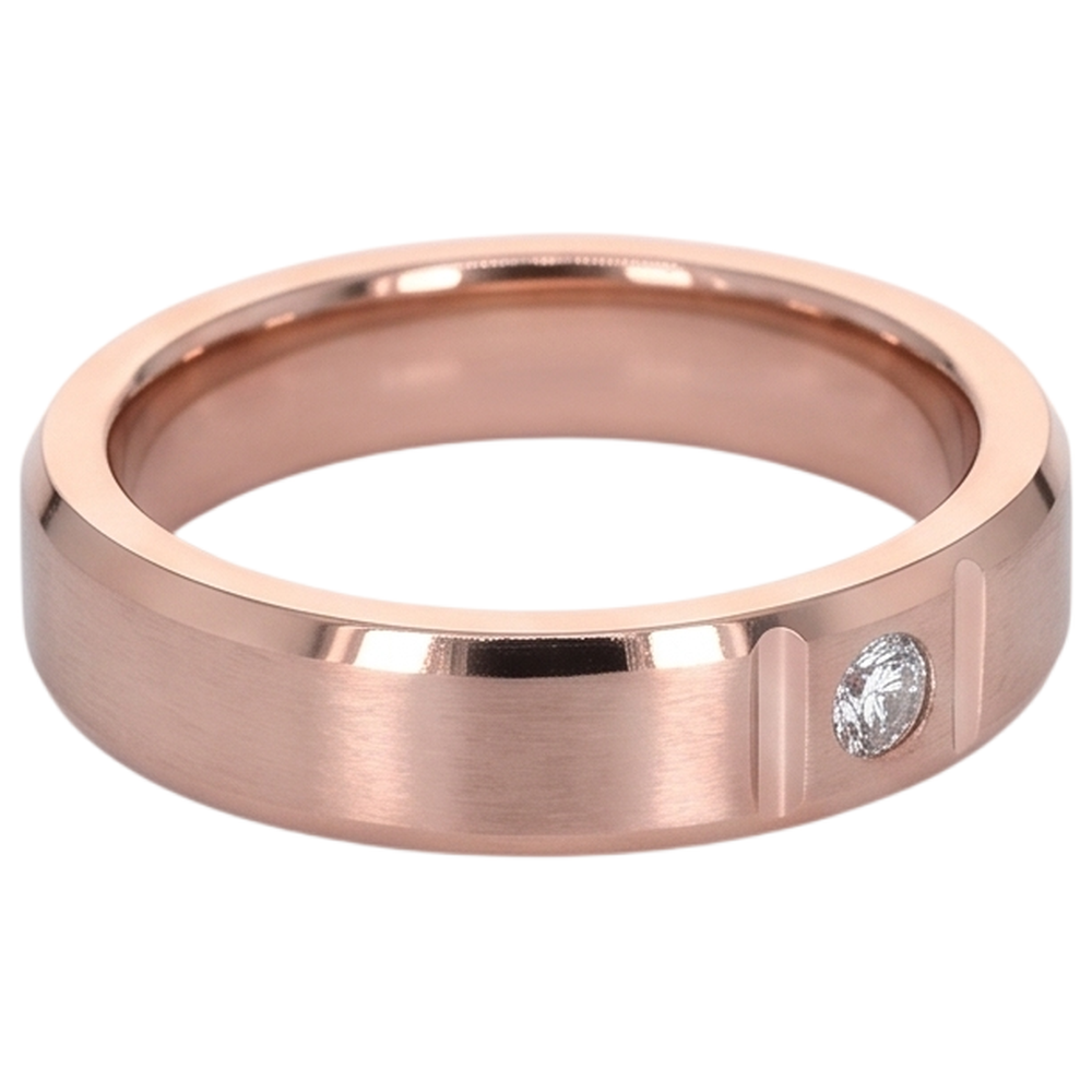 Satin Finish Gypsy Mens Ring 0.25 Carats Rose Gold 14K Natural Earth Mined Diamond