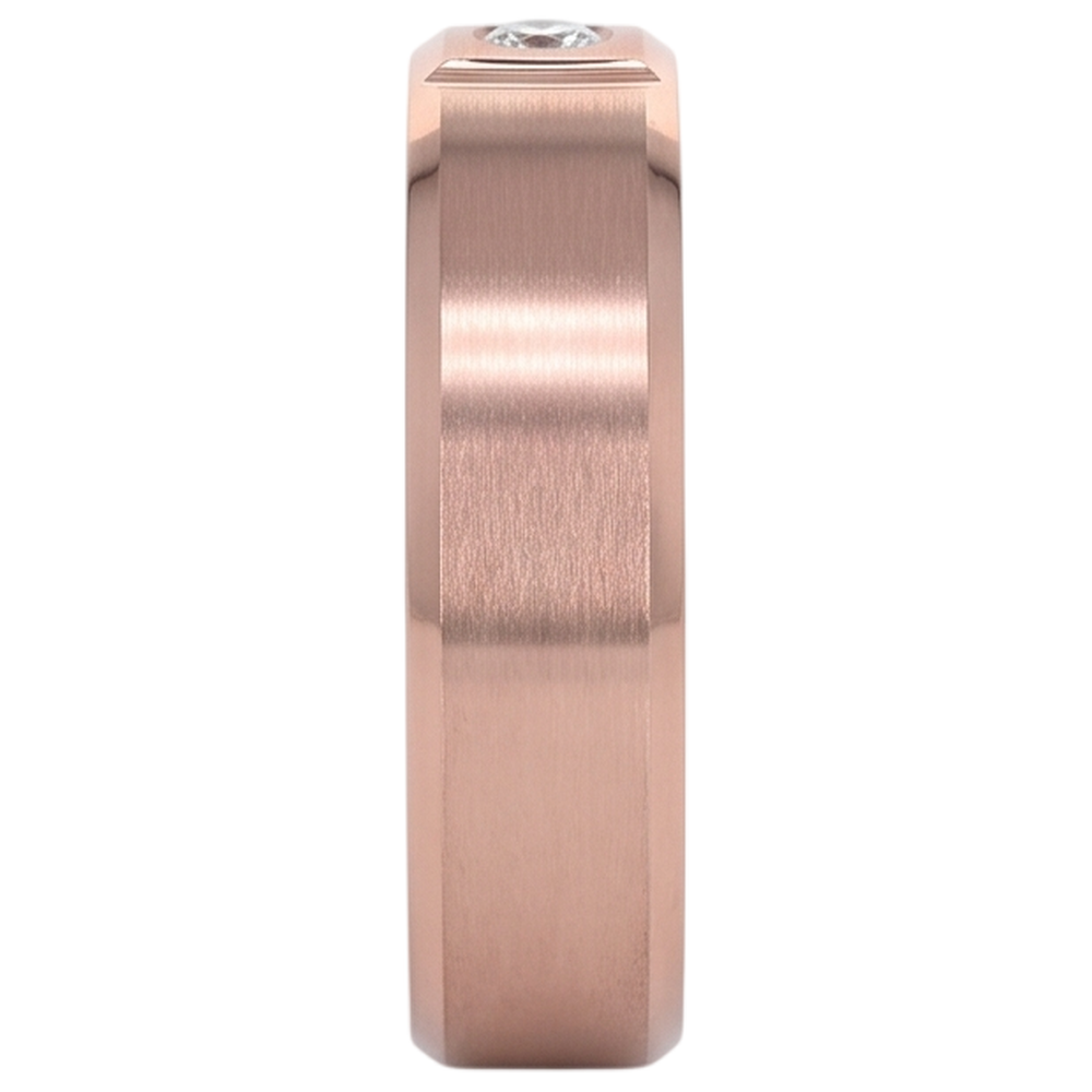Satin Finish Gypsy Mens Ring 0.25 Carats Rose Gold 14K Natural Earth Mined Diamond