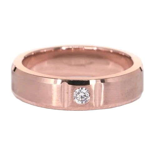 Satin Finish Gypsy Natural Mens Ring 0.25 Carats Rose Gold 14K