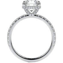 Brilliant Diamond Antique Cushion Accent Solitaire Ring in 14K White Gold – front view