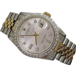 Silver Diamond Dial Bezel Rolex Date Men Watch Ss Jubilee Bracelet