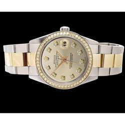 Silver Diamond Dial Bezel Ss & Gold  Rolex Datejust Watch