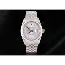 Silver Diamond Dial Rolex Datejust Men Watch Ss Jubilee Bracelet