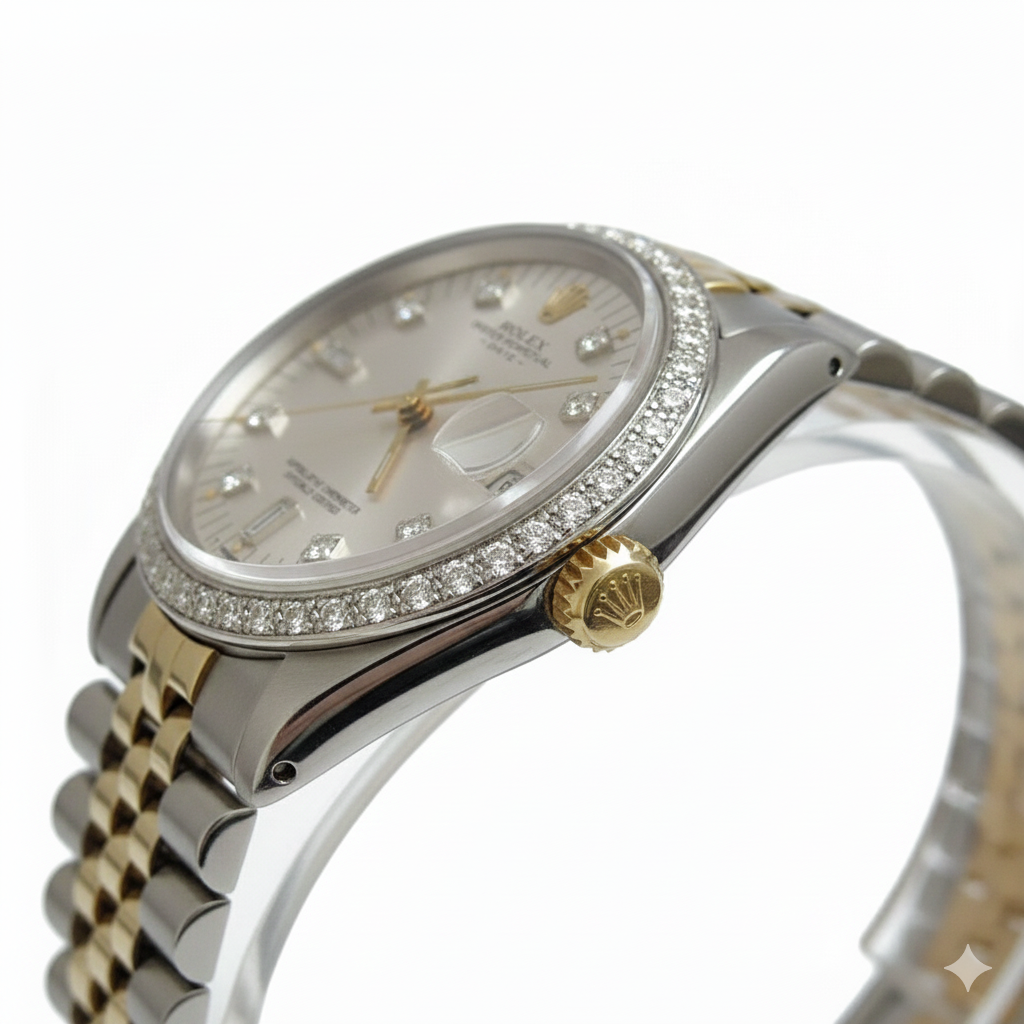 Silver Diamond Dial Bezel Rolex Date Men Watch Ss Jubilee Bracelet