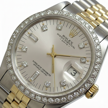 Silver Natural Earth Mined Diamond Dial Bezel Rolex Date Men Watch Ss Jubilee Bracelet