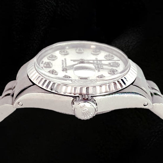 Silver Diamond Dial Women Watch Ss Jubilee Bracelet Rolex Datejust