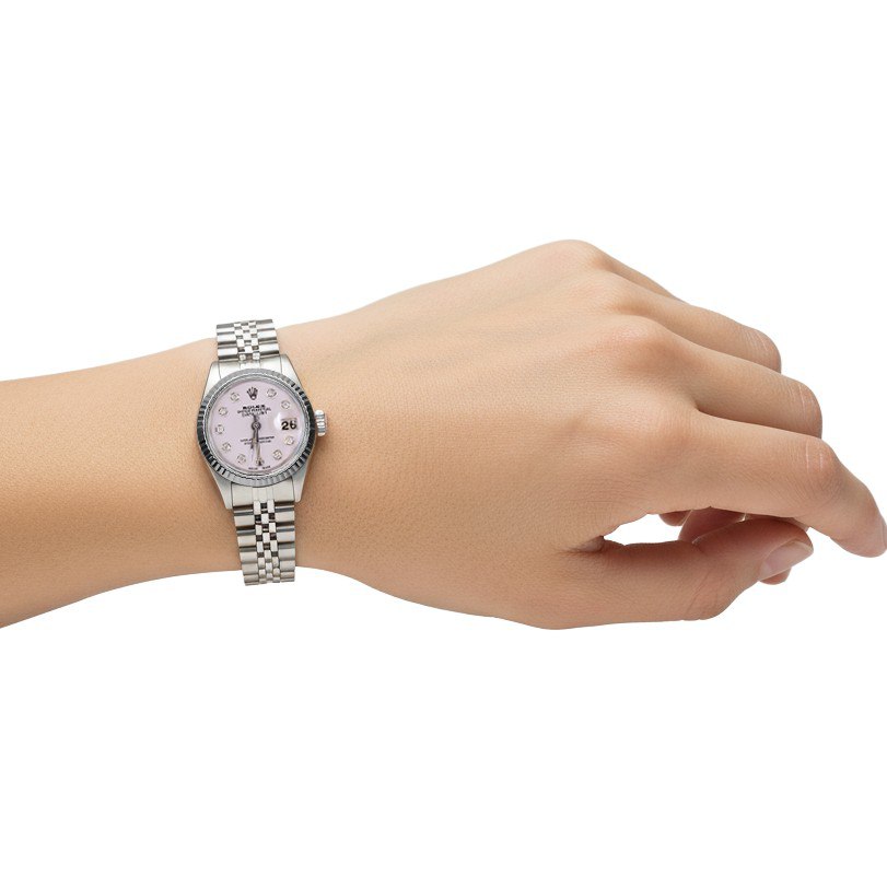 Silver Natural Earth Mined Diamond Dial Women Watch Ss Jubilee Bracelet Rolex Datejust P4