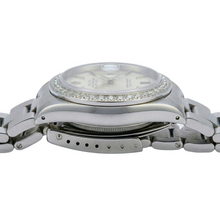 Silver Stick Dial Diamond Bezel Ladies Watch Rolex Date Bracelet