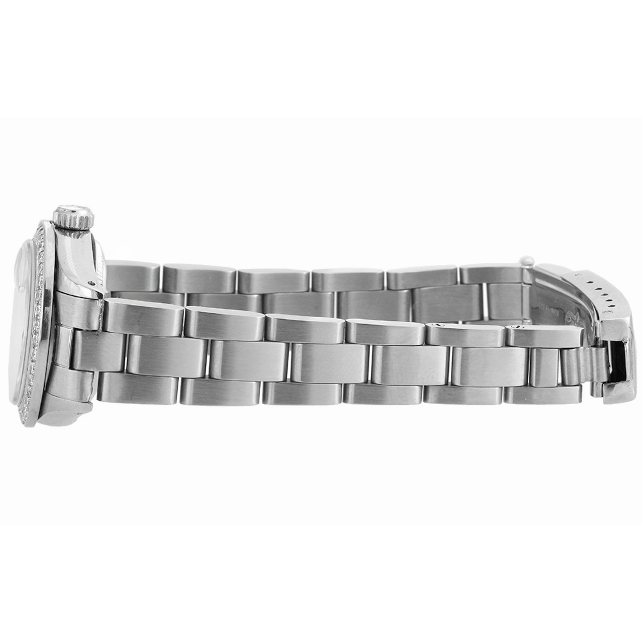 Silver Stick Dial Diamond Bezel Ladies Watch Rolex Date Bracelet