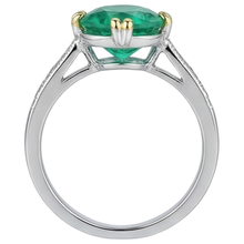 Fine Emerald Precious Stone Ring 3.50-ct Two-Tone 14K Gold – back view