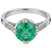 Round Brilliant Fine Emerald ring in Two-Tone 14K Gold – angle view